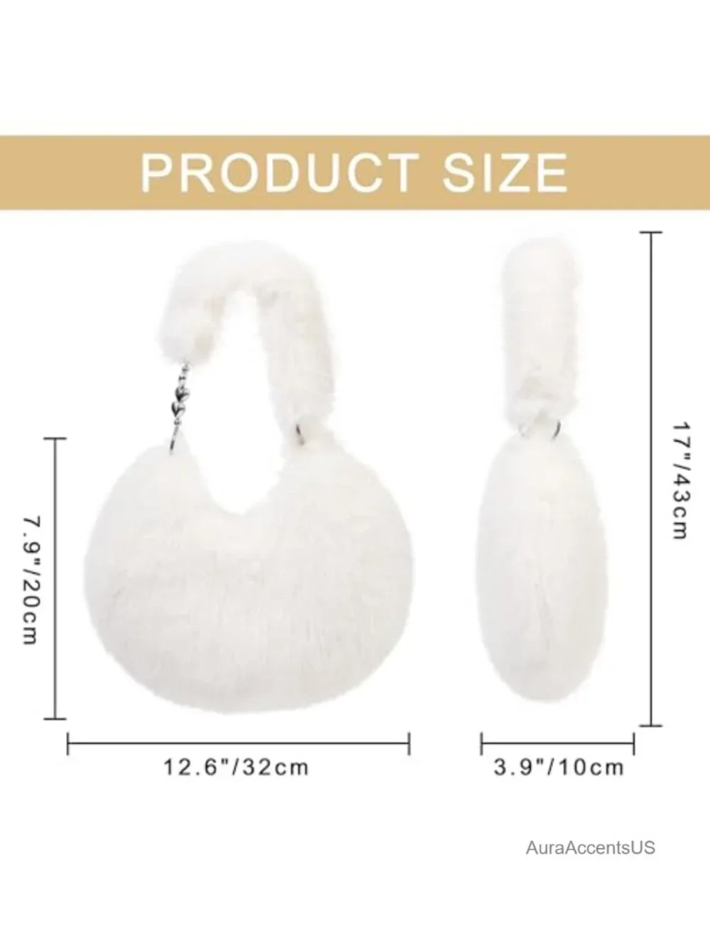 Faux Fur Plush Shoulder Bag Fuzzy Hobo Handbag Y2K Cute Purse